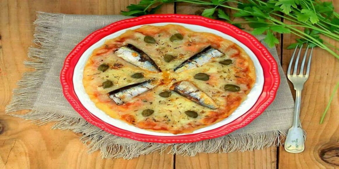 Pizza de Petingas em Escabeche