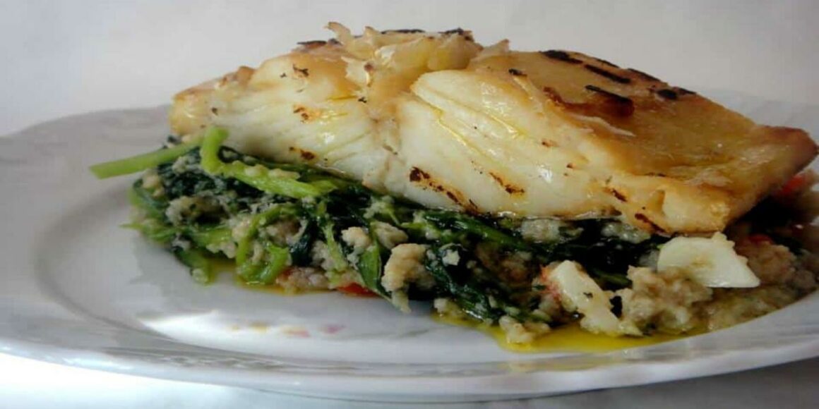 Bacalhau Grelhado com Migas de Grelos